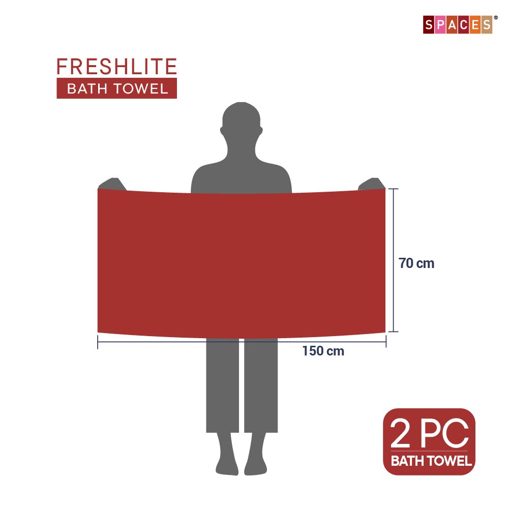Freshlite 100% Cotton Bath Towel, 250 GSM, Solid, Red