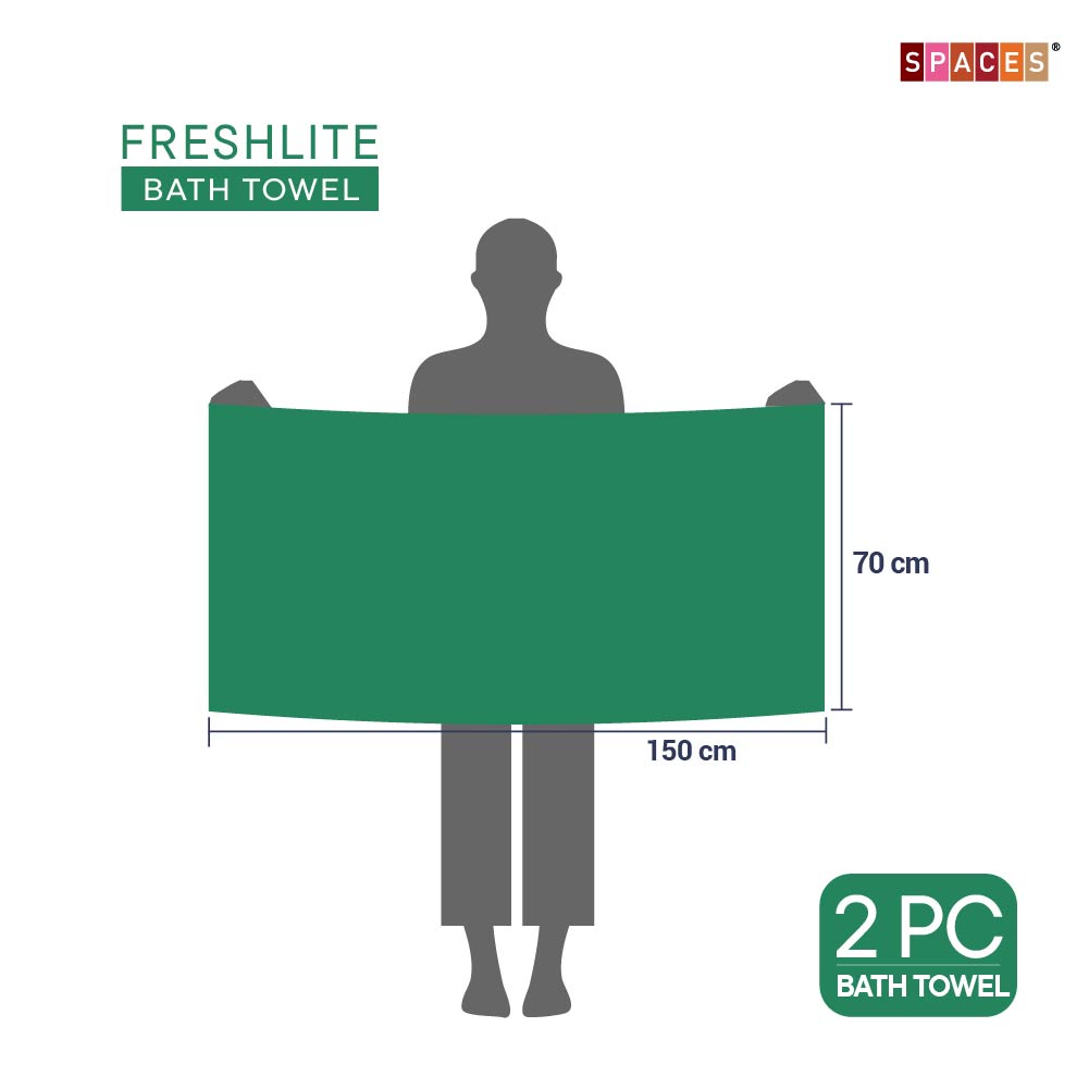Freshlite 100% Cotton Bath Towel, 250 GSM, Solid, Green