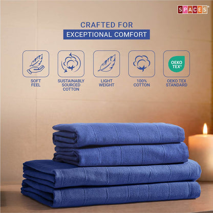 Freshlite 100% Cotton Bath Towel, 250 GSM, Solid, Navy