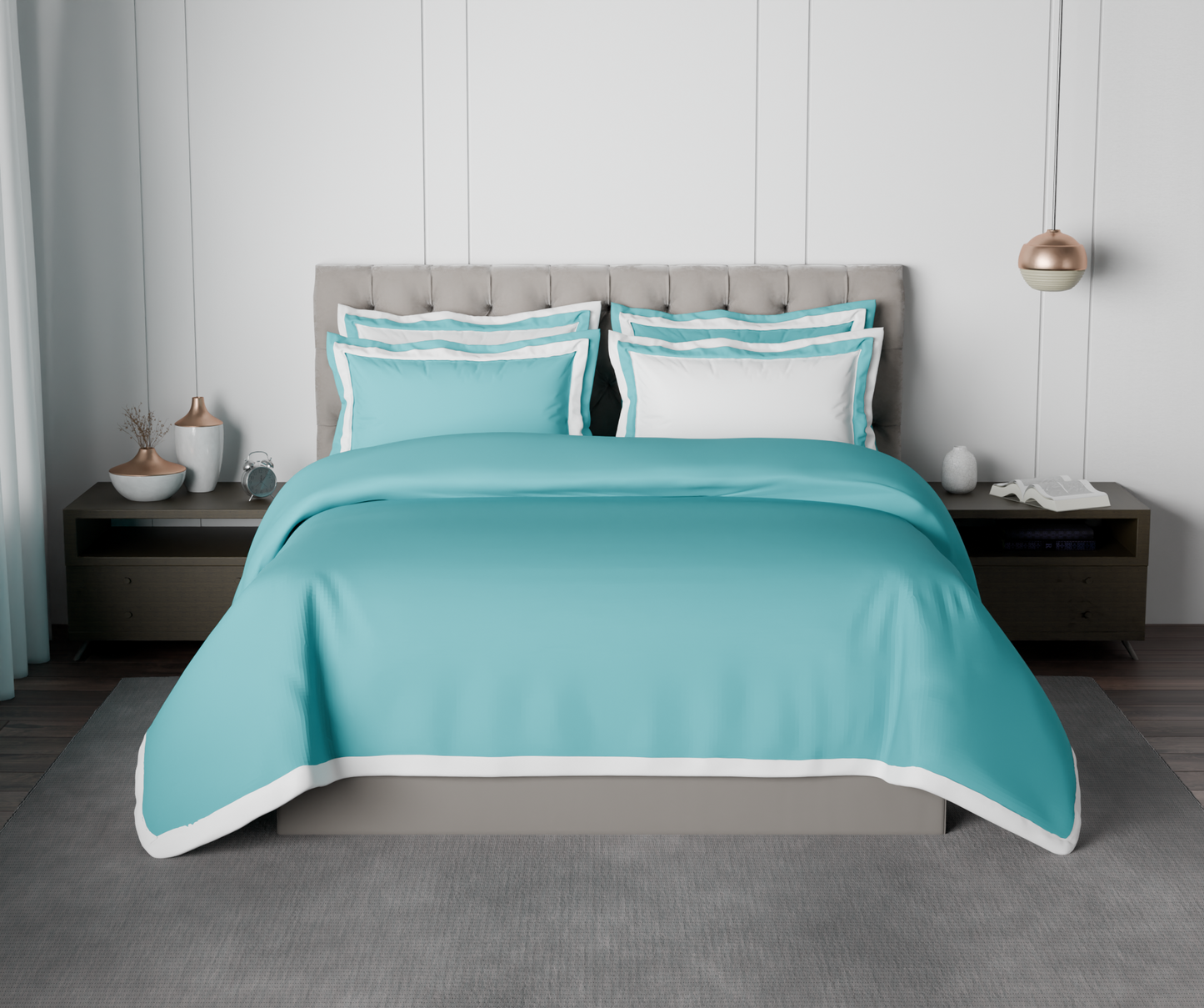 Solid Aqua Green - Light Green Hygro Cotton King Size Bedsheet - Hygro By Spaces