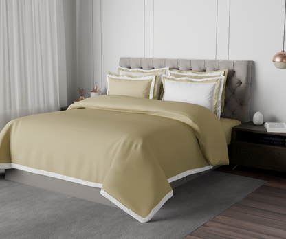 Solid White/Taupe - White Hygro Cotton King Size Bedsheet - Hygro By Spaces