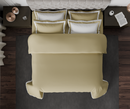 Solid White/Taupe - White Hygro Cotton King Size Bedsheet - Hygro By Spaces