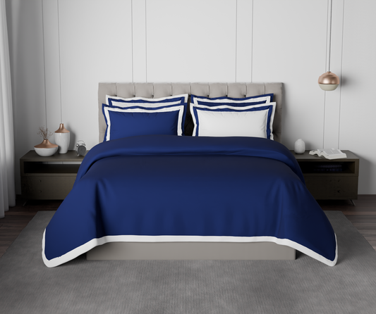 Solid Midnight Blue - Dark Blue Hygro Cotton King Size Bedsheet - Hygro By Spaces