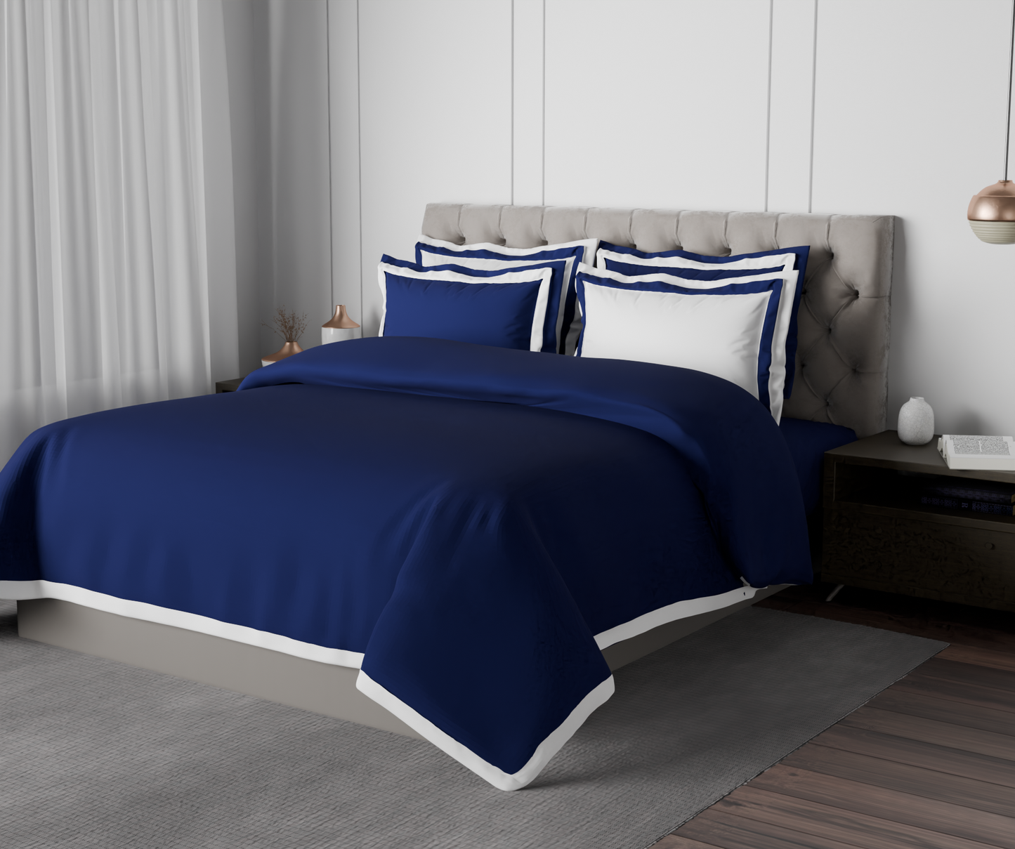 Solid Midnight Blue - Dark Blue Hygro Cotton King Size Bedsheet - Hygro By Spaces