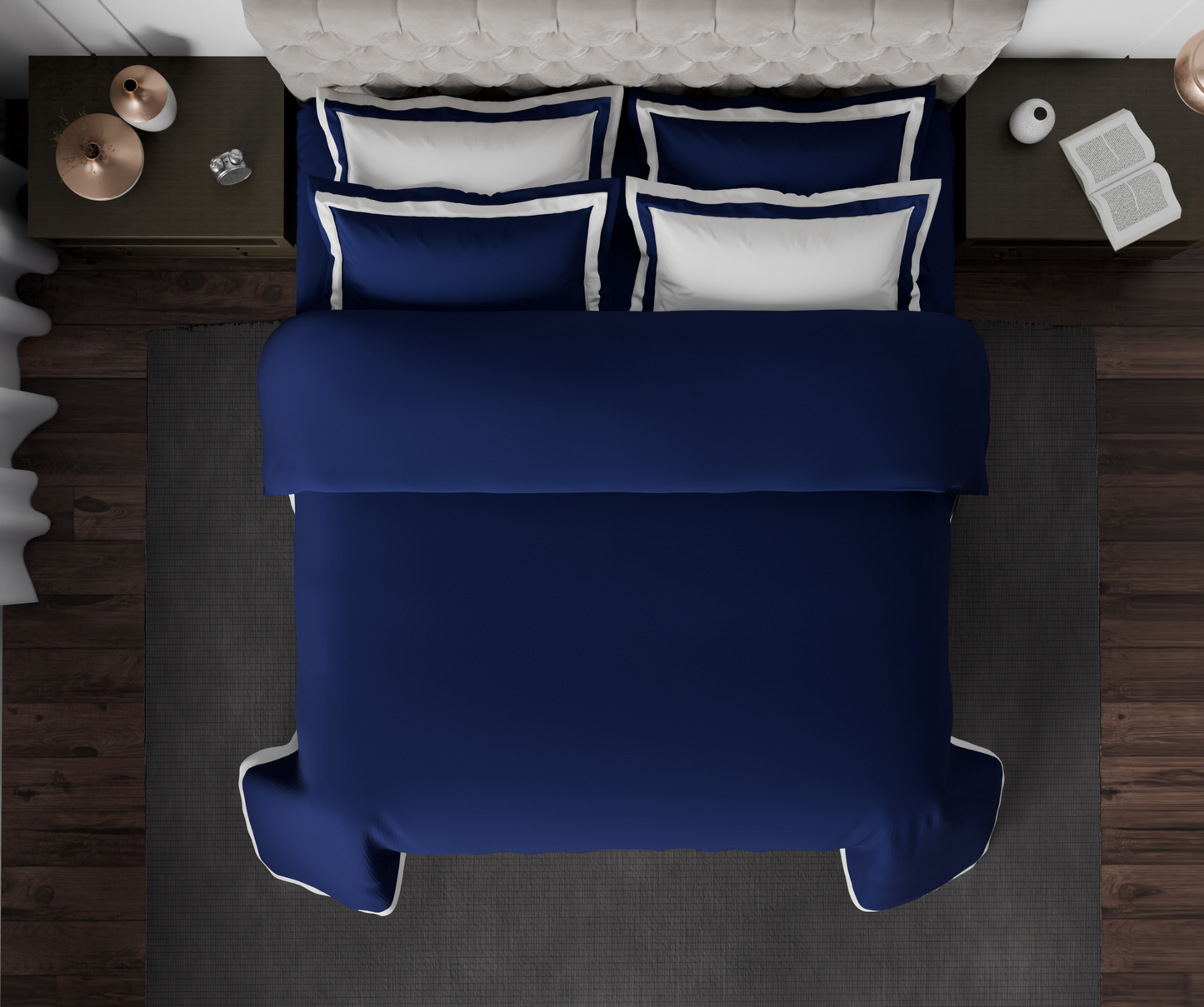 Solid Midnight Blue - Dark Blue Hygro Cotton King Size Bedsheet - Hygro By Spaces