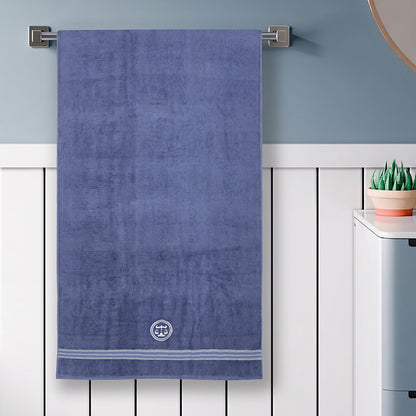 Astrogram Libra Zodiac 100% Cotton Bath Towel, 500 GSM, Embroidered, Blue