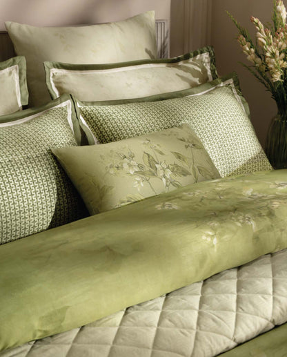 Spaces Meraki Light Green 100% Cotton 300 TC Floral Premium Large Bedsheet with 4 Pillow Covers - 108 x 108 Inches