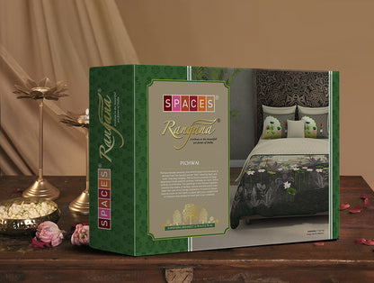 Ornate Dark Grey 100% Cotton King Size Bedsheet Rangana Digital - By Occasions
