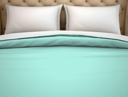Solid Aqua Green - Light Green 100% Cotton Double Duvet Cover - Hygro By Spaces