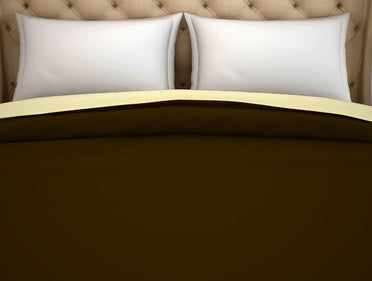 Solid Chocolate - Dark Brown 100% Cotton Double Duvet Cover - Hygro By Spaces