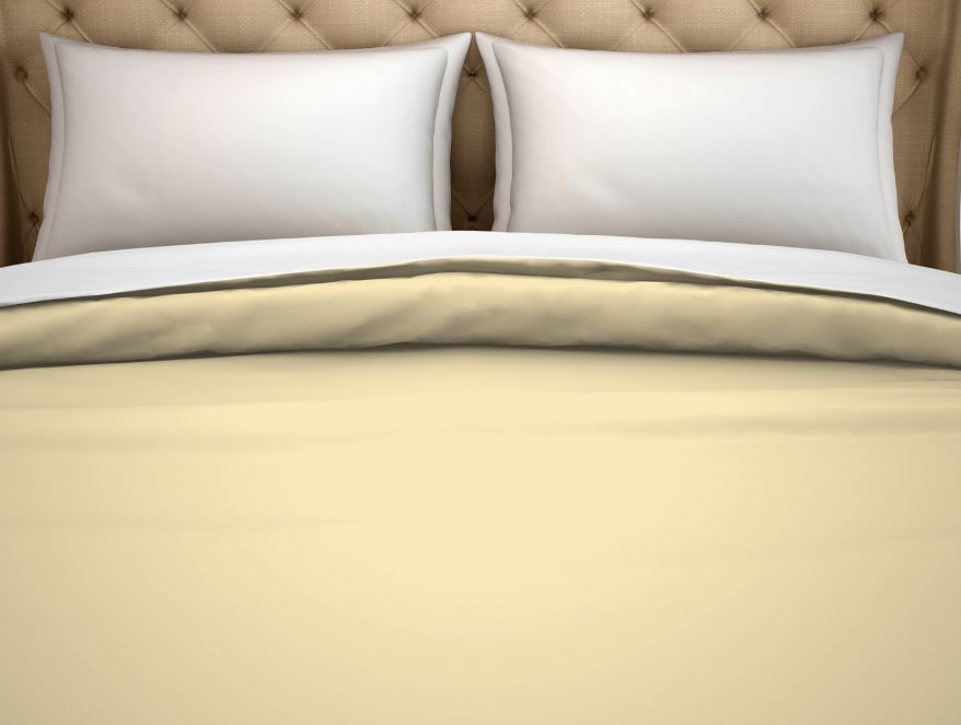 Solid Cream - Light Yellow 100% Cotton Double Duvet Cover - Hygro By Spaces