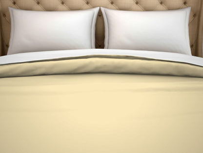 Solid Cream - Light Yellow 100% Cotton Double Duvet Cover - Hygro By Spaces