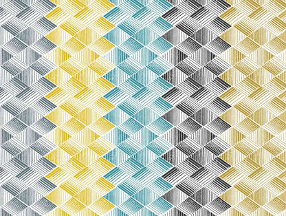 Spaces Atrium Geometric Teal-Blue 100% Cotton Double Bedsheet