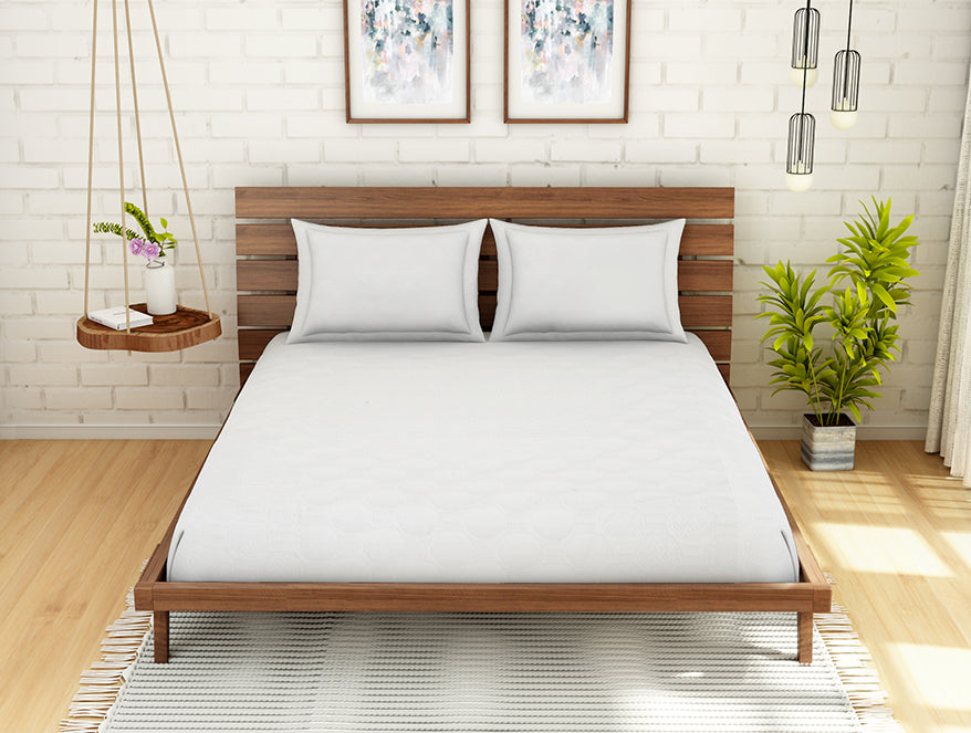 Solid White Polyester King Mattress Protector - Softshield By Spaces