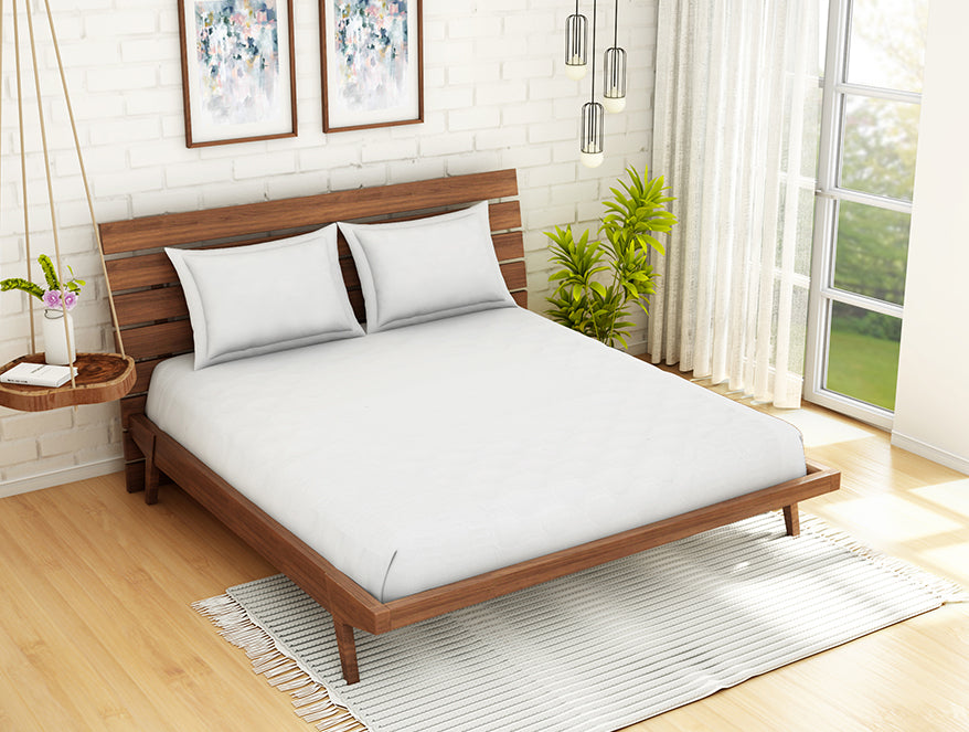 Solid White Polyester King Mattress Protector - Softshield By Spaces