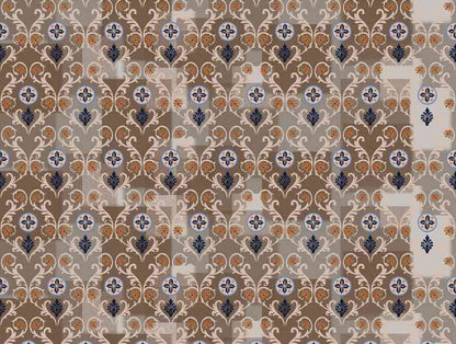 Ornament Brown 100% Cotton Double Bedsheet - Atrium By Spaces