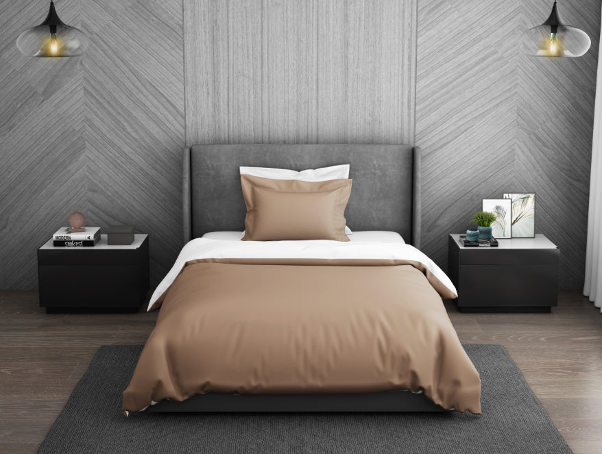 Solid Mapsuger - Light Brown 100% Cotton Single Duvet Cover - Hygro By Spaces