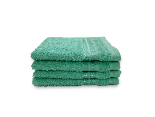 Classic Mint - 4 Piece 100% Cotton Face Towel Set - Anti Bacterial By Welspun