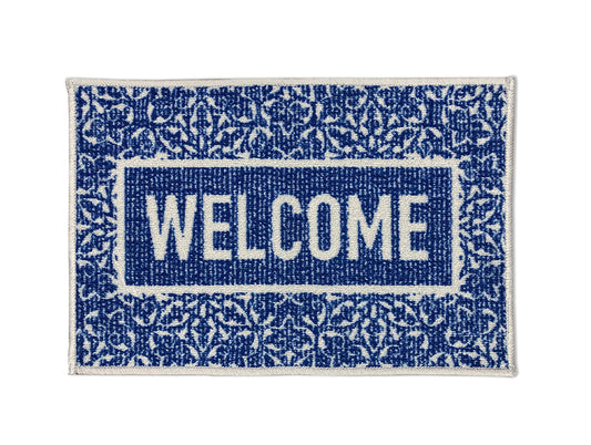 Unwinders Welcome Mat Nylon Foot Mats Small - Blue