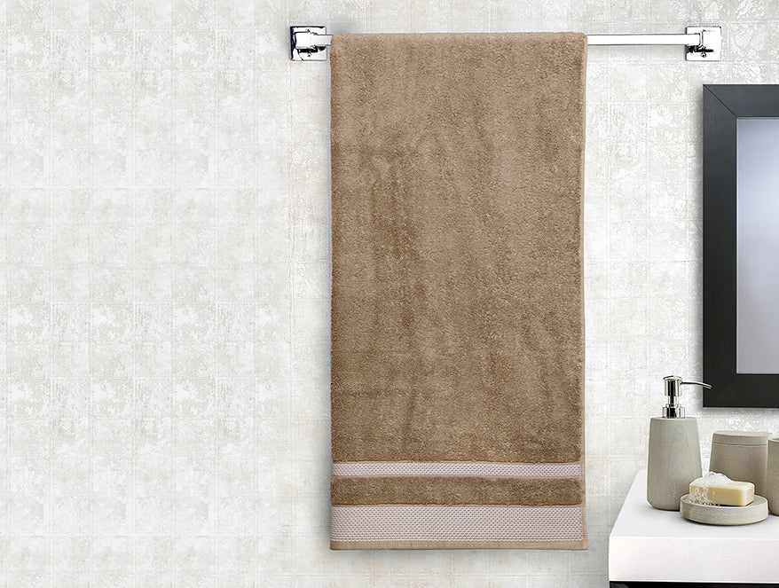 Taupe - Brown 100% Cotton Bath Towel - Hygro By Spaces