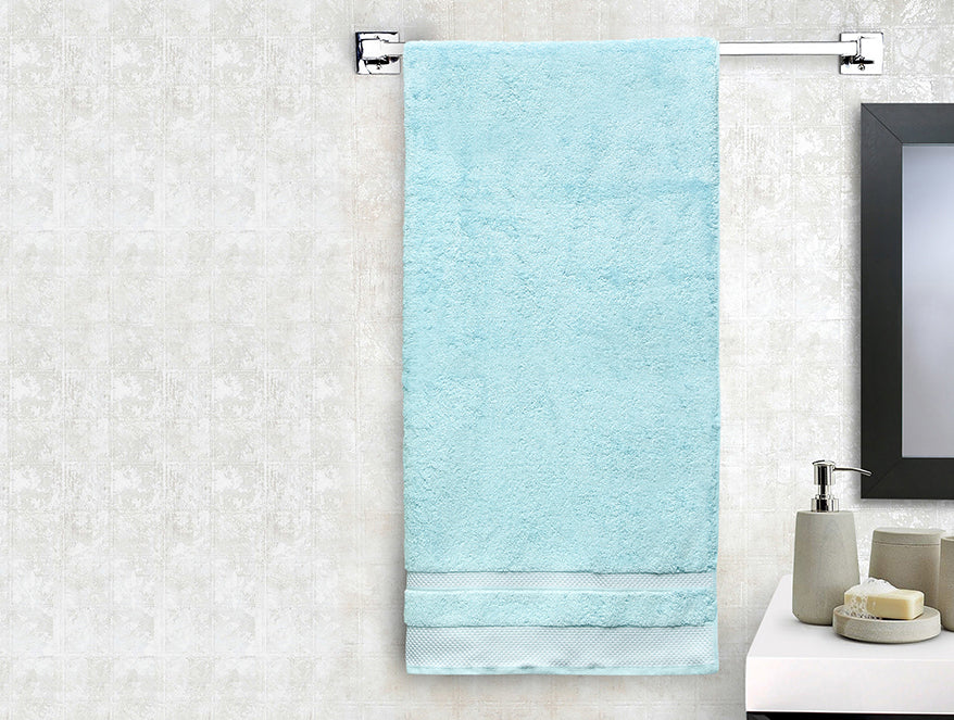 Aqua Green - Light Green 100% Cotton Bath Towel - Hygro By Spaces
