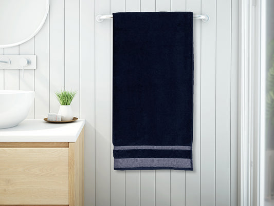 Midnight Blue - Dark Blue 100% Cotton Bath Towel - Hygro By Spaces