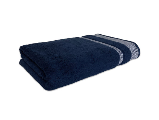 Midnight Blue - Dark Blue 100% Cotton Bath Towel - Hygro By Spaces