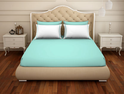 Solid Aqua Green - Light Green 100% Cotton King Size Bedsheet - Hygro By Spaces