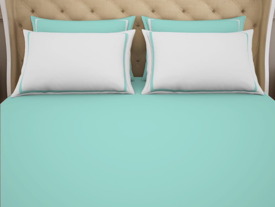 Solid Aqua Green - Light Green 100% Cotton King Size Bedsheet - Hygro By Spaces