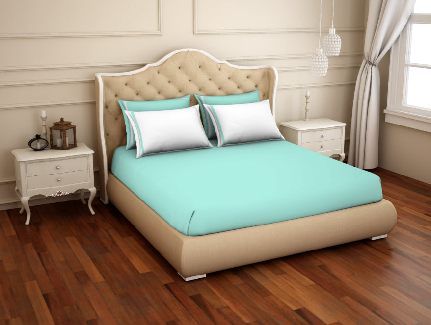 Solid Aqua Green - Light Green 100% Cotton King Size Bedsheet - Hygro By Spaces