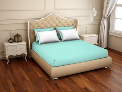 Solid Aqua Green - Light Green 100% Cotton King Size Bedsheet - Hygro By Spaces