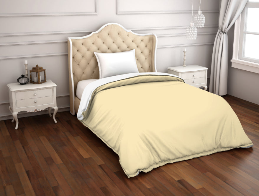 Solid Cream/White - Light Yellow 100% Cotton Shell Single Quilt / AC Comforter - Hygro By Spaces