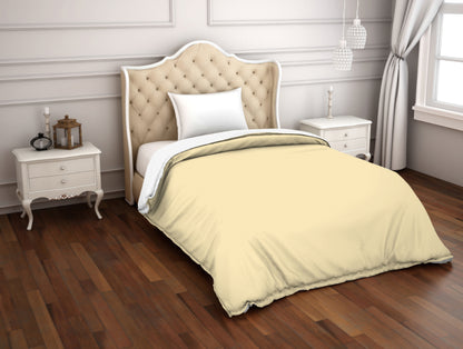 Solid Cream/White - Light Yellow 100% Cotton Shell Single Quilt / AC Comforter - Hygro By Spaces