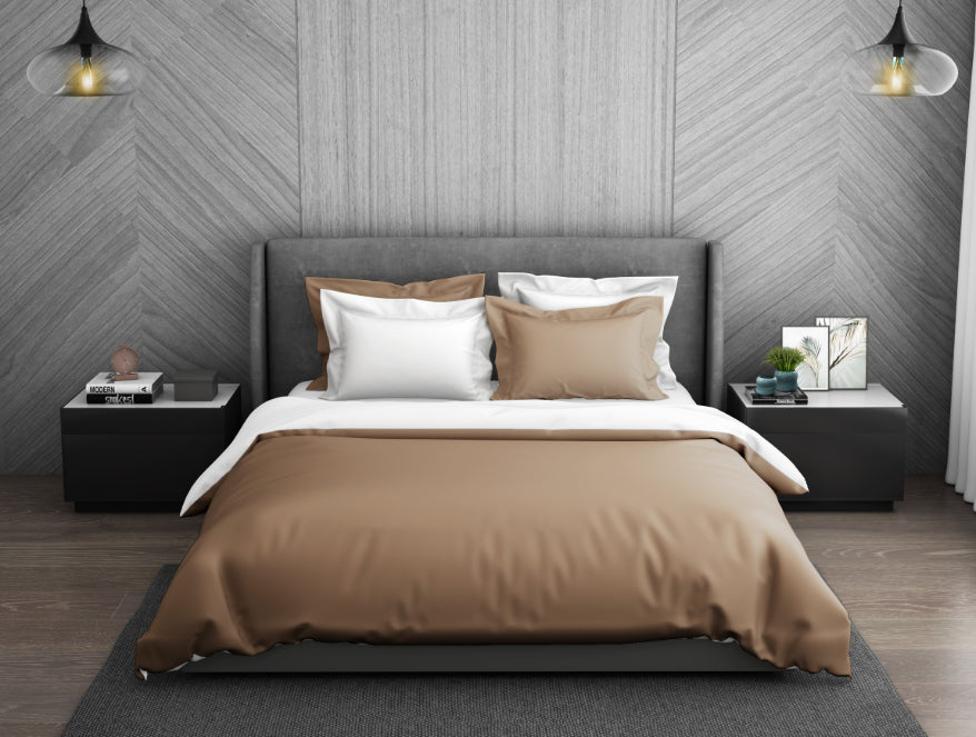 Solid Maple Sugar - Light Brown 100% Cotton Double Duvet Cover - Hygro By Spaces