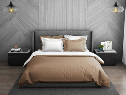 Solid Maple Sugar - Light Brown 100% Cotton Double Duvet Cover - Hygro By Spaces