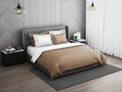Solid Maple Sugar - Light Brown 100% Cotton Double Duvet Cover - Hygro By Spaces