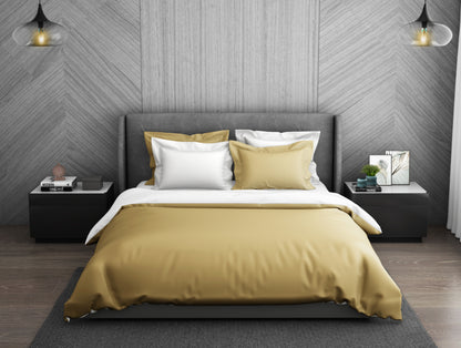 Solid Champagne Gold - Gold 100% Cotton Double Duvet Cover - Hygro By Spaces