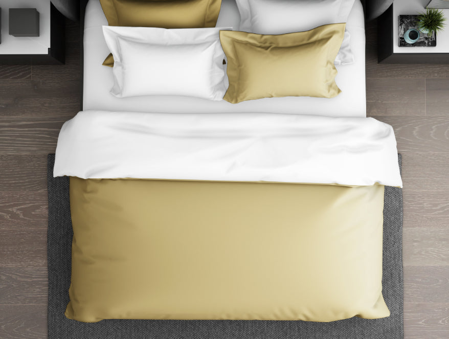 Solid Champagne Gold - Gold 100% Cotton Double Duvet Cover - Hygro By Spaces