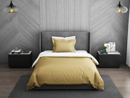 Solid Champagne Gold - Gold 100% Cotton Single Duvet Cover - Hygro By Spaces