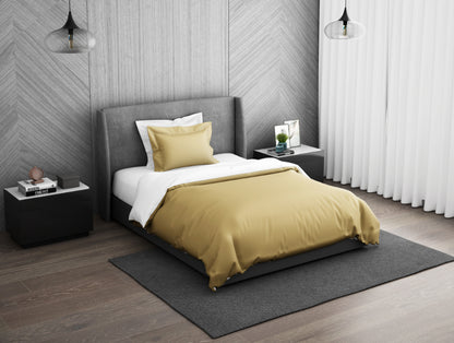 Solid Champagne Gold - Gold 100% Cotton Single Duvet Cover - Hygro By Spaces