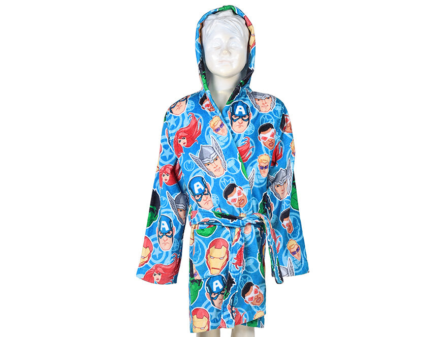 Marvel Avengers Easy Care Blue 100% Cotton Small Bath Robe - By Spaces