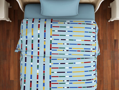 Geometric Sky Blue - Light Blue Microfiber Shell Single Quilt / AC Comforter - Welspun Value Quilt By Welspun