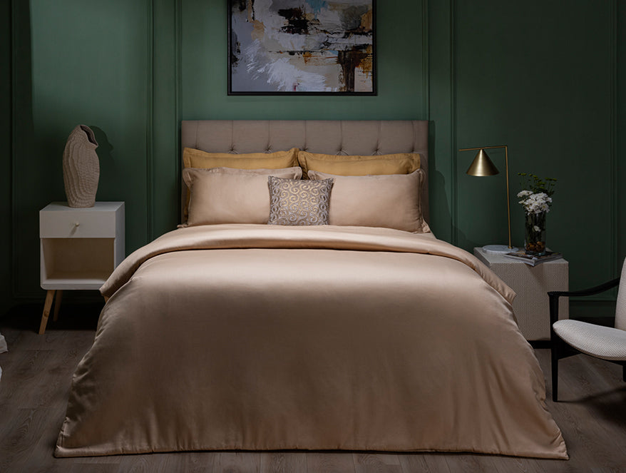 Solid Champagne Gold - Gold 100% Cotton Bed In A Bag - Toujours By Spaces