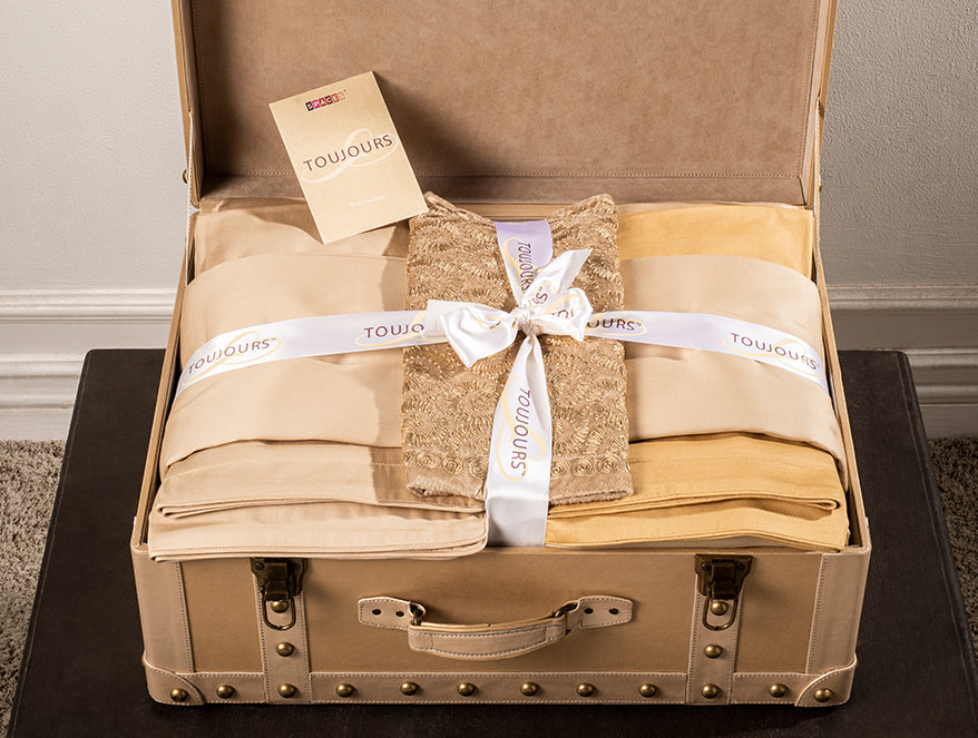 Solid Champagne Gold - Gold 100% Cotton Bed In A Bag - Toujours By Spaces