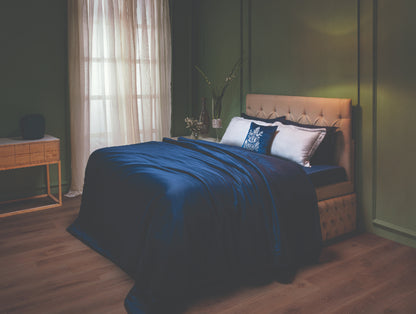 Solid Midnight Blue - Dark Blue 100% Cotton Bed In A Bag - Toujours By Spaces