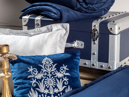 Solid Midnight Blue - Dark Blue 100% Cotton Bed In A Bag - Toujours By Spaces