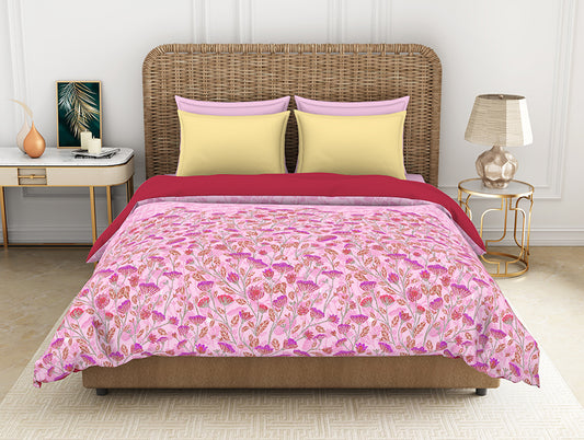 Floral Orchid - Violet 100% Cotton Shell Double Quilt / AC Comforter - Bonica By Spaces