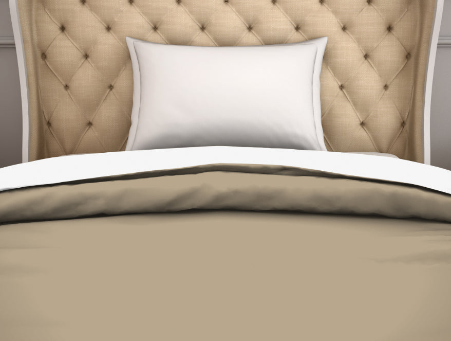 Solid Taupe/White - Brown 100% Cotton Shell Single Quilt / AC Comforter - Hygro By Spaces