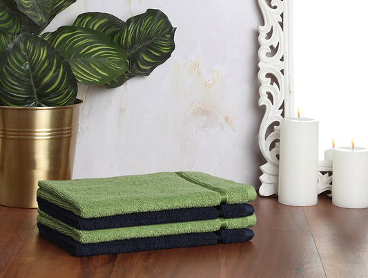 Green/Midnight 4 Piece 100% Cotton Hand Towel Set - Atrium By Spaces