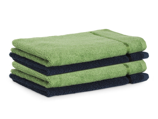 Green/Midnight 4 Piece 100% Cotton Hand Towel Set - Atrium By Spaces